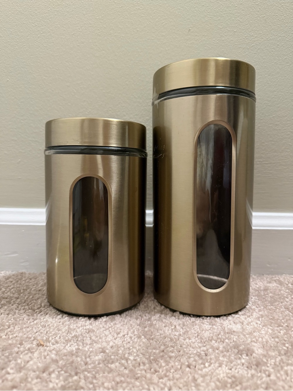 Metallic Gold Pantry Canister Set with Viewing Window - 2 Piece